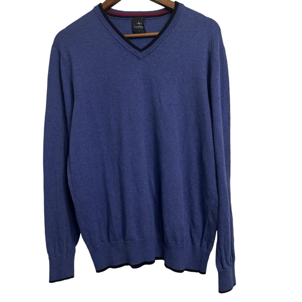 TailorByrd Collection Golf Pullover Sweater V-Neck Men’s Large Blue Preppy